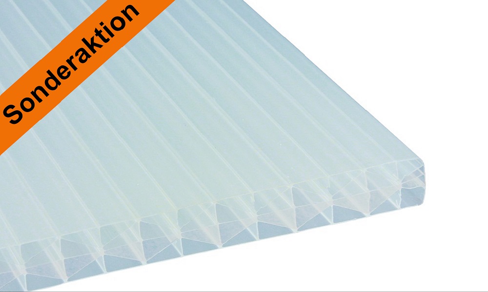 16 mm Stegplatte aus Polycarbonat, Opal-Weiß, Struktur 3-fach + X