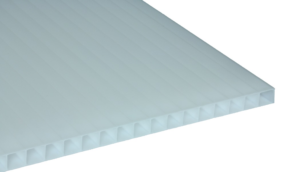 10 mm Stegplatte aus Polycarbonat, Opal-Weiß, Struktur 2-fach