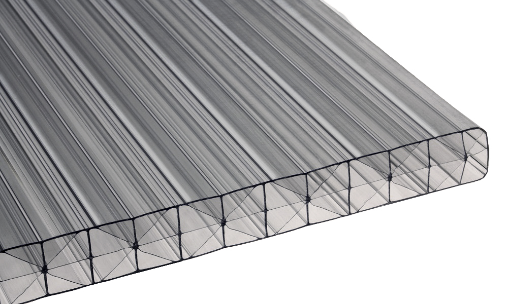 16 mm Stegplatte aus Polycarbonat, Graphit-Grau, Struktur 3-fach + X