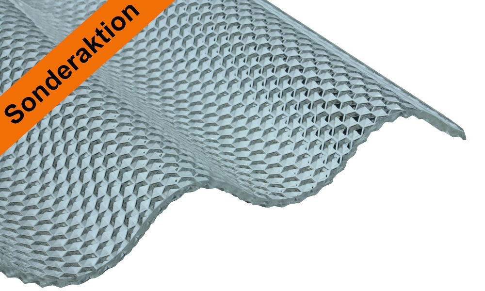 !!!Sonderaktion!!! Acryl Wellplatte, Glasklar Wabe 3 mm, 76/18 Sinus