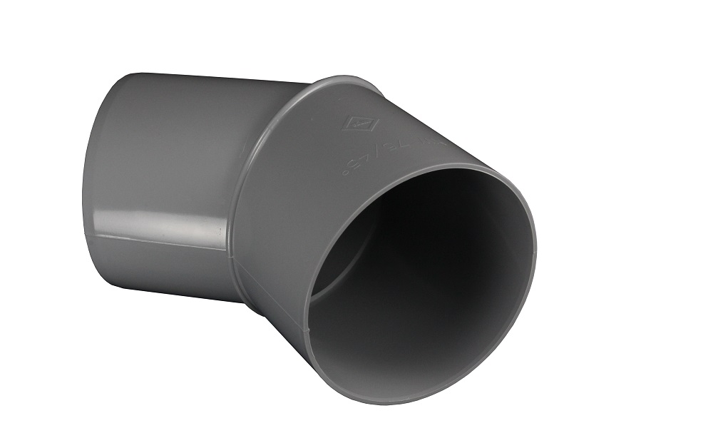 Rohrbogen, Grau, PVC, DN 75, 45°