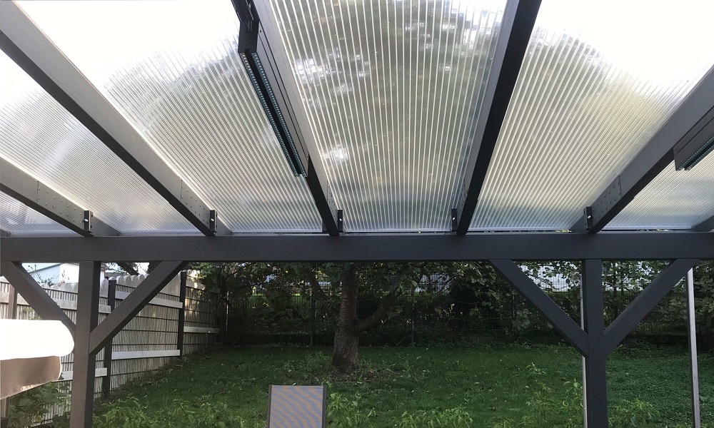 16 mm R.GLAS® Acrylglas-Stegplatte, 32 mm Stegabst., Glasklar, Struktur 2-fach