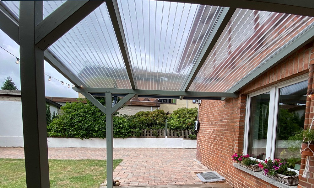 16 mm R.GLAS® Acrylglas-Stegplatte, 64 mm Stegabst., Glasklar, Struktur 2-fach