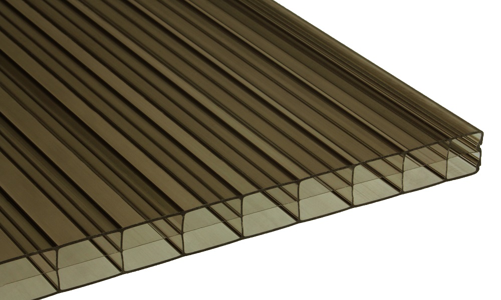 16 mm Stegplatte aus Polycarbonat, Braun-Bronze, Struktur 3-fach