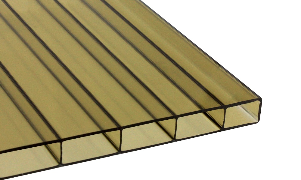 16 mm HIGHLUX® Acrylglas-Stegpl. 32 mm Stegabst., Braun-Bronze, Struktur 2-fach, (Plexiglas-Rohm.)