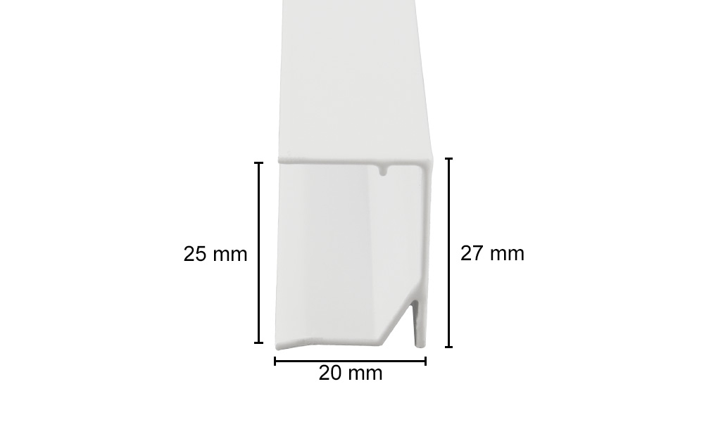 25 mm Weiß Alu Abschlußprofil universal