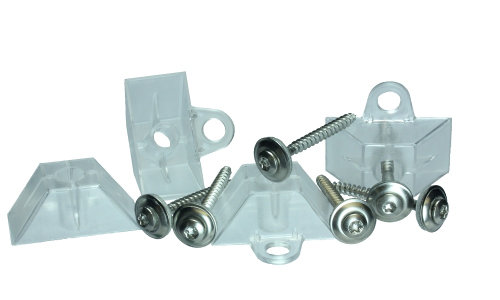 50 Stück VA Spenglerschrauben 4,5 x 45 für Holz-UK plus Abstandhalter Kunststoff Trapez 76/18+70/18