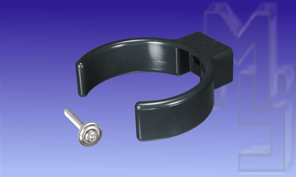 Clip-Rohrschelle, Anthrazit, PVC, für DN 75 inkl. VA-Spenglerschraube 4,5 x 45