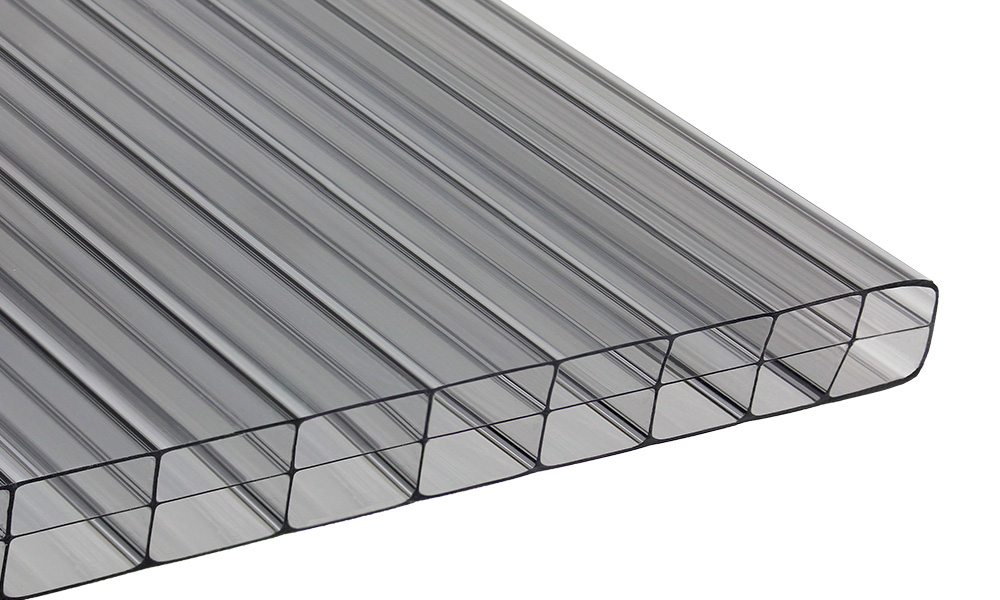 16 mm Stegplatte aus Polycarbonat, Graphit-Grau, Struktur 3-fach