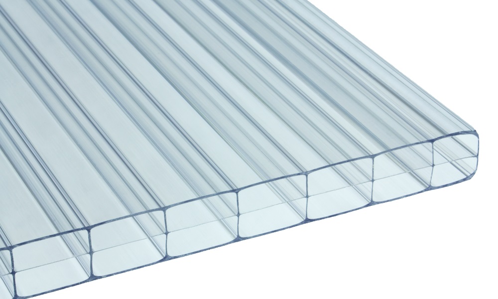 16 mm Stegplatte aus Polycarbonat, Glasklar, Struktur 3-fach