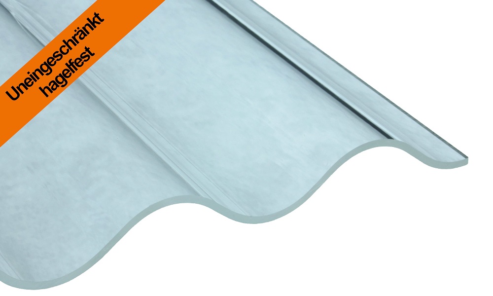 PC Wellplatte, uneingeschränkt Hagelfest, Glasklar Glatt 2,5 mm, 76/18 Sinus