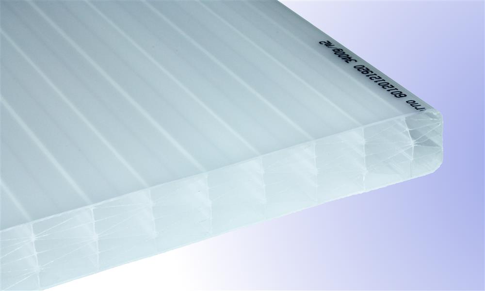 25 mm Stegplatte aus Polycarbonat, Opal-Weiß, Struktur 7-fach + XX