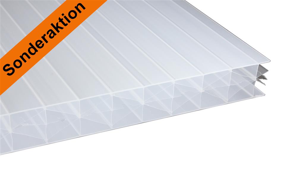 16 mm Stegplatte aus Polycarbonat, Opal-Weiß, Struktur 3-fach + X