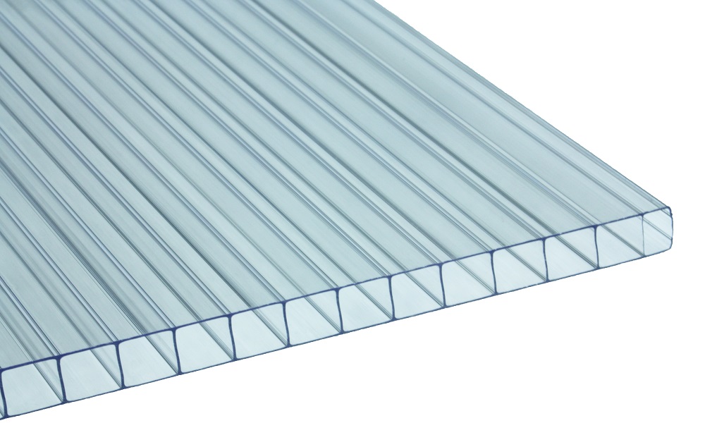 10 mm Stegplatte aus Polycarbonat, Glasklar, Struktur 2-fach
