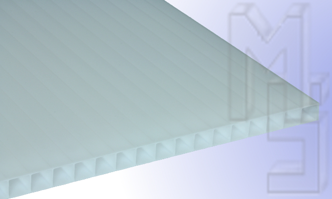 10 mm Stegplatte aus Polycarbonat, Opal-Weiß, Struktur 2-fach