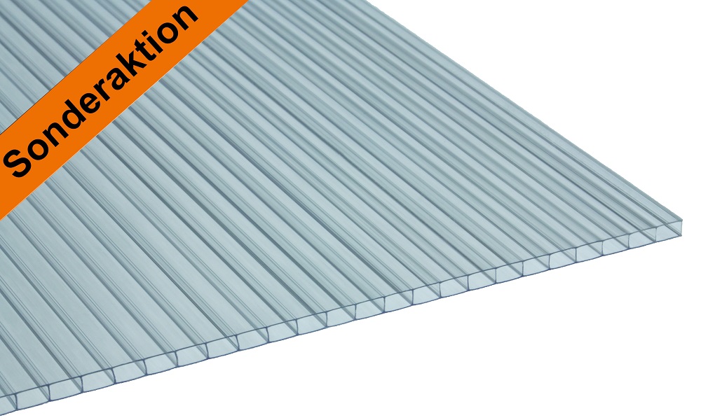 4/4,5 mm Stegplatte aus Polycarbonat, Glasklar, Struktur 2-fach