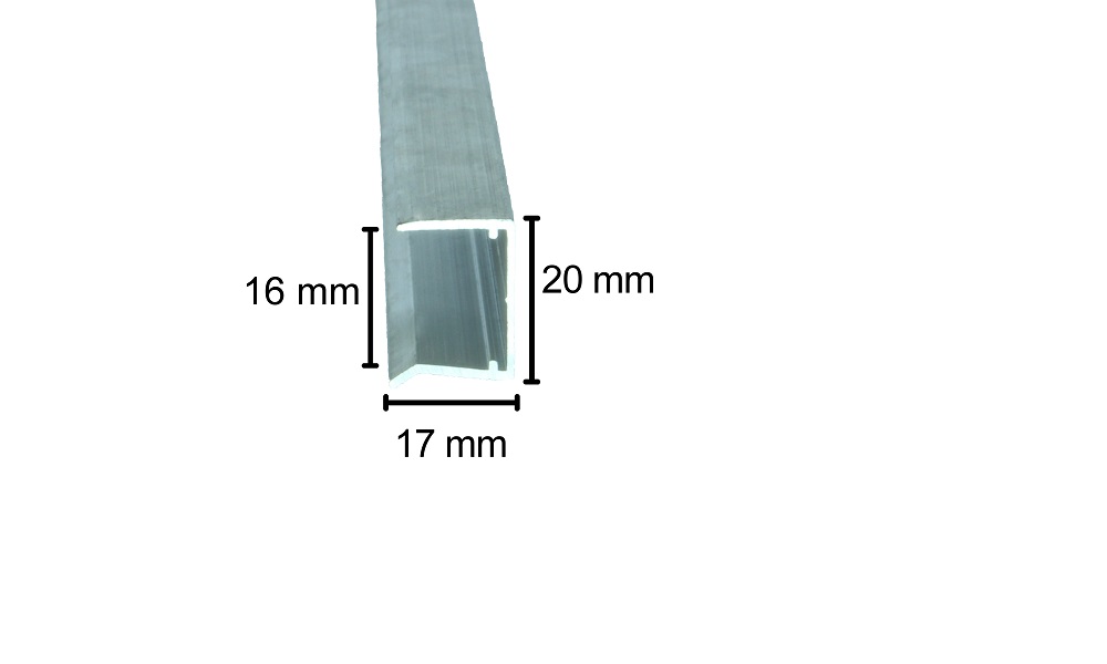 U Profil für 16 mm zum Verschluß Pressblank, Alu