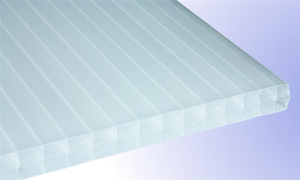 16 mm Exolon® IQ Relax Stegplatte, Opal-Weiß, Struktur 3-fach + X (aus Makrolon®-Rohmasse)