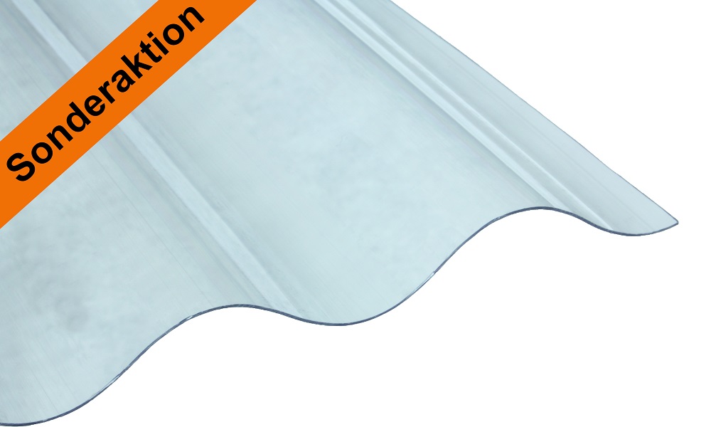!!!Sonderaktion!!! Polycarbonat Wellplatte, Glasklar Glatt 0,8 mm, 76/18 Sinus