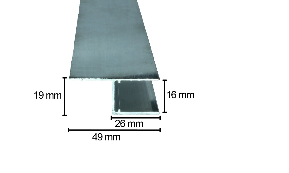 U Profil Befestigungslasche längs (h) für 16 mm Pressblank, Alu