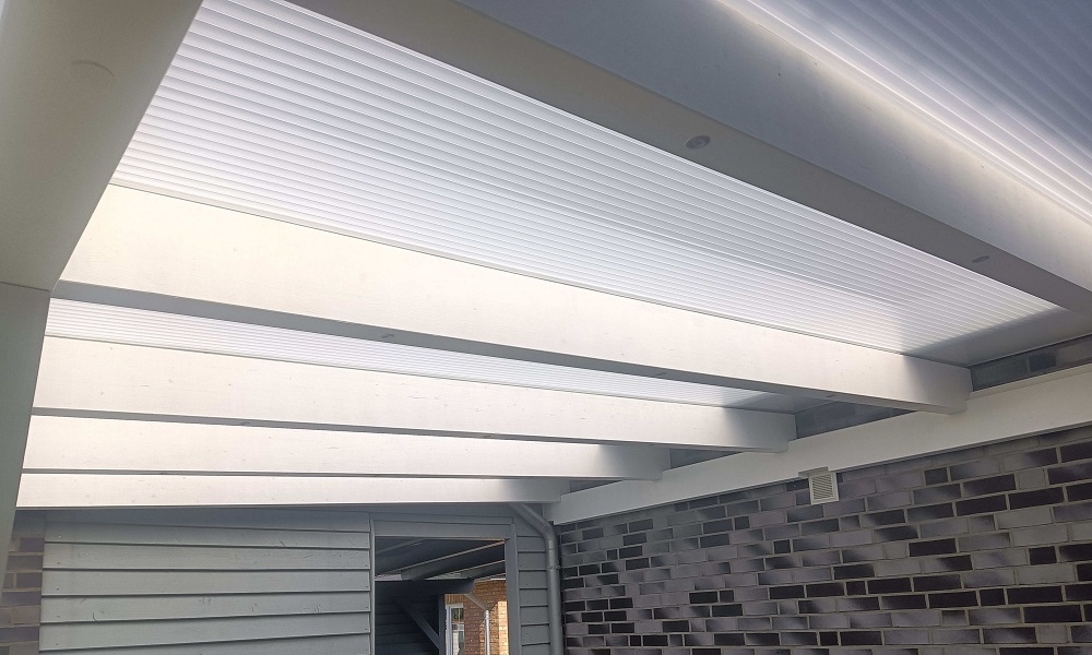 16 mm HIGHLUX® Acrylglas-Stegpl. 32 mm Stegabst., Opal-Weiß, 2-fach, (Plexiglas-Rohm.)