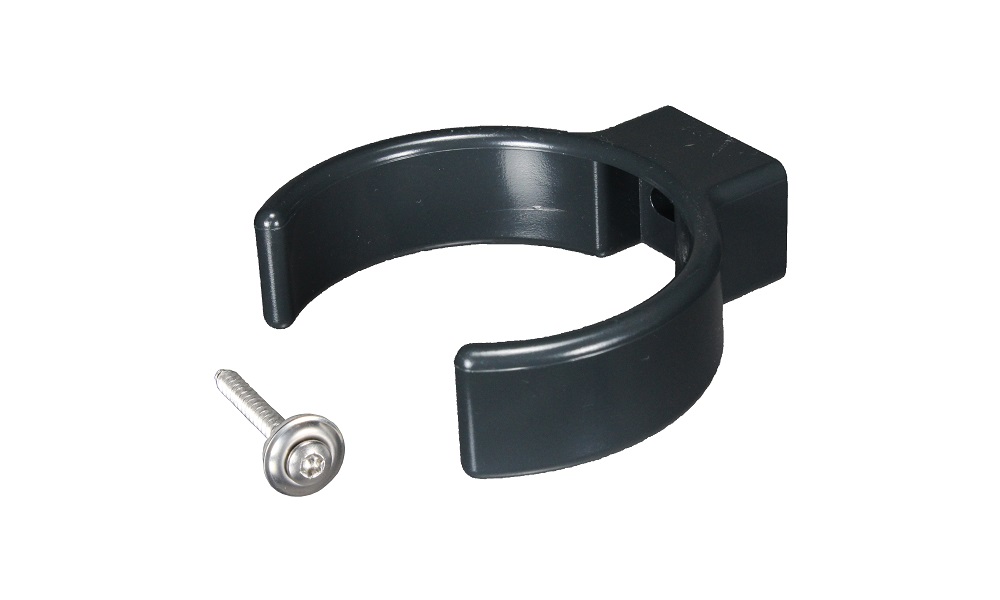 Clip-Rohrschelle, Anthrazit, PVC, für DN 75 inkl. VA-Spenglerschraube 4,5 x 45