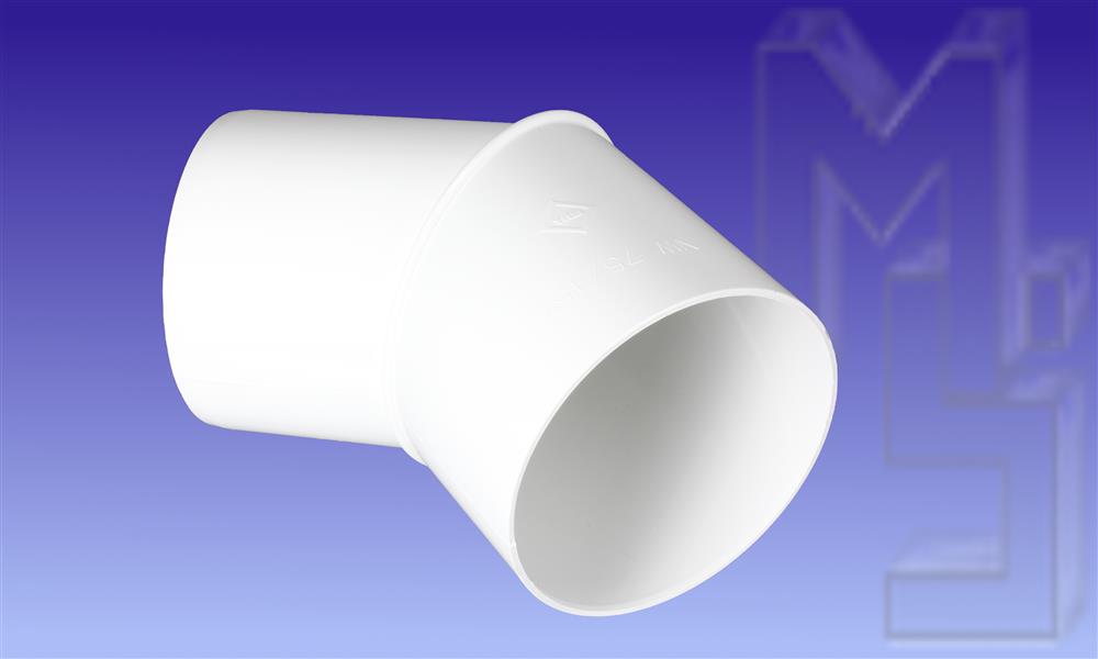 Rohrbogen, Weiß, PVC, DN 75, 45°