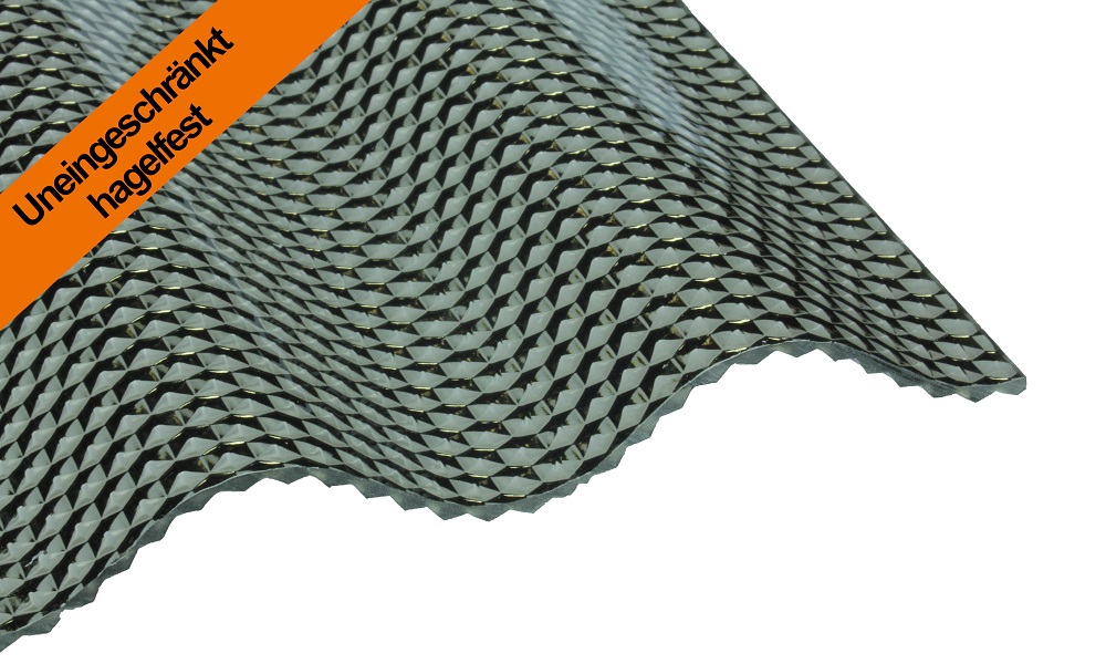 PC Wellplatte, uneingeschränkt Hagelfest, Braun-Bronze Wabe 2,6 mm, 76/18 Sinus