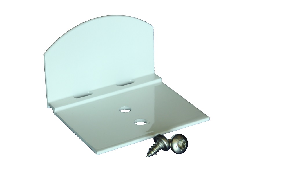 Haltewinkel Weiß abgerundet, Alu, Hö. 42 x Br. 63 x Ti. 54 x St. 2 mm inkl. 2 VA-Schrauben