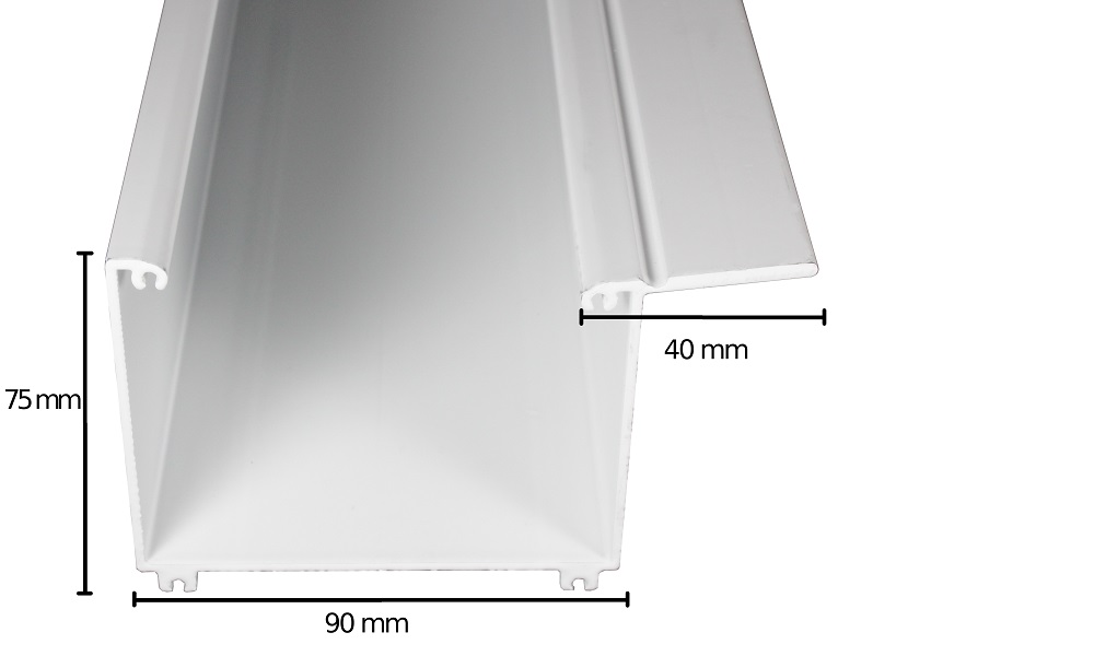 Kastenrinne / Regenrinne, Weiß, aus Aluminium, 90/75