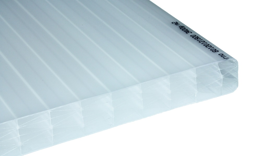 25 mm Stegplatte aus Polycarbonat, Opal-Weiß, Struktur 7-fach + XX