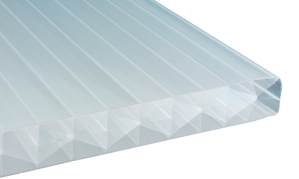 25 mm Stegplatte aus Polycarbonat, Opal-Weiß, Struktur 3-fach + X