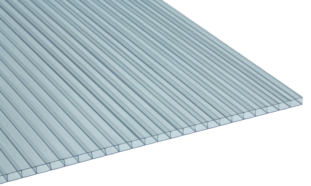 4/4,5 mm Stegplatte aus Polycarbonat, Glasklar, Struktur 2-fach