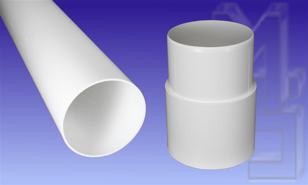 Regenfallrohr, Weiß, PVC, DN 75, 1 m Länge inkl. Steckmuffe Weiß