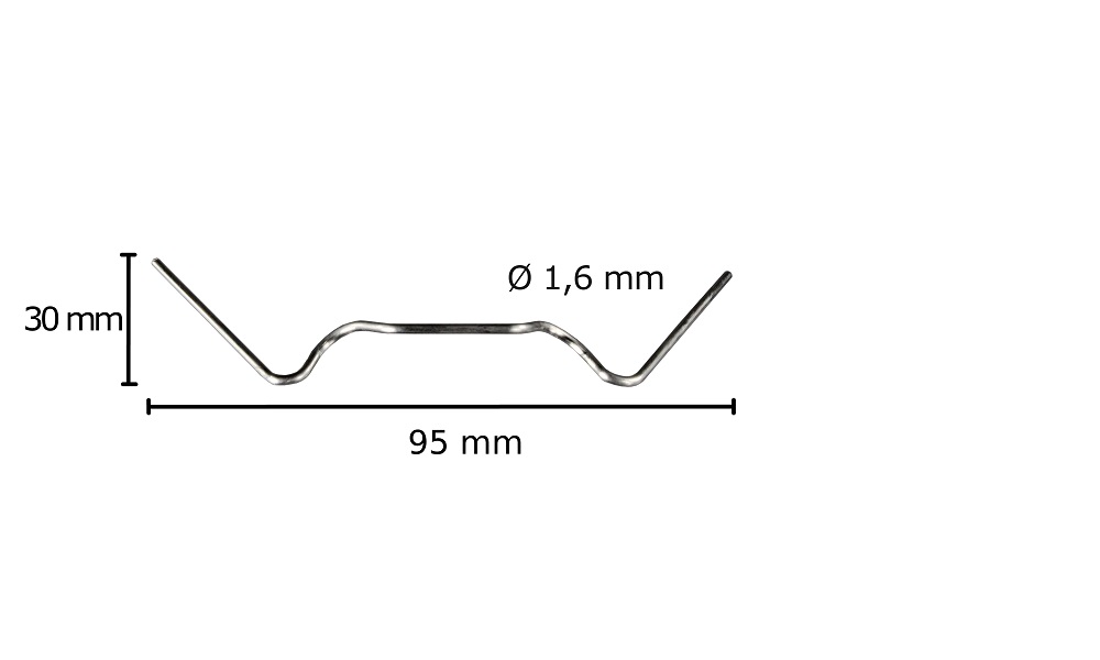 Gewächshausklammern, 50 Stück je Beutel, Edelstahl VA, 1,6 mm stark, 95 mm x 30 mm