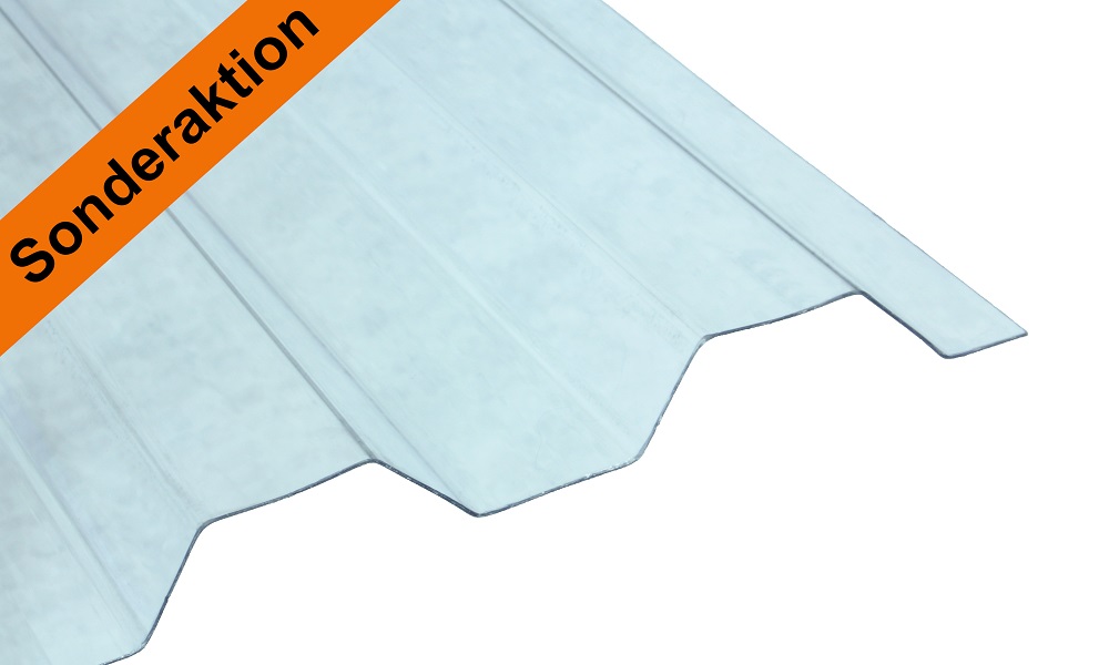 !!!Sonderaktion!!! Polycarbonat Wellplatte, Glasklar Glatt 0,8 mm, 76/18 Trapez