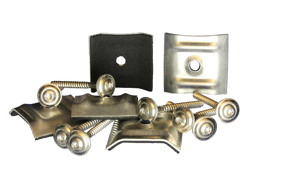 50 Stück VA Spenglerschrauben 4,5 x 55 für Holz-UK plus Kalotten aus Aluminium Trapez 76/18+70/18