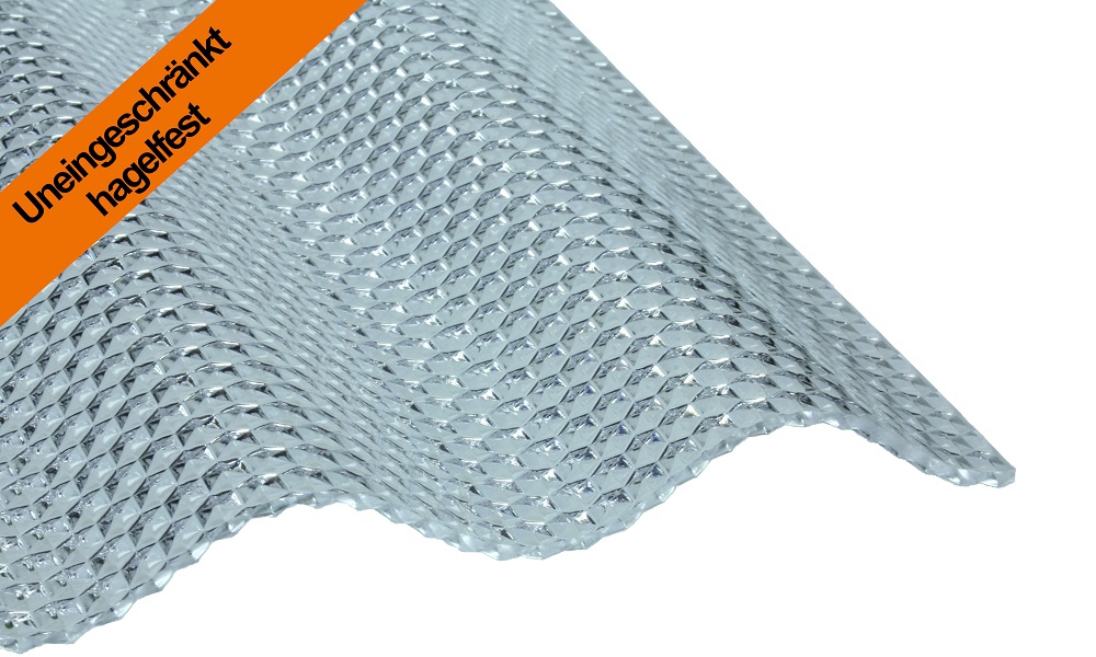 PC Wellplatte, uneingeschränkt Hagelfest, Glasklar Wabe 2,6 mm, 76/18 Sinus