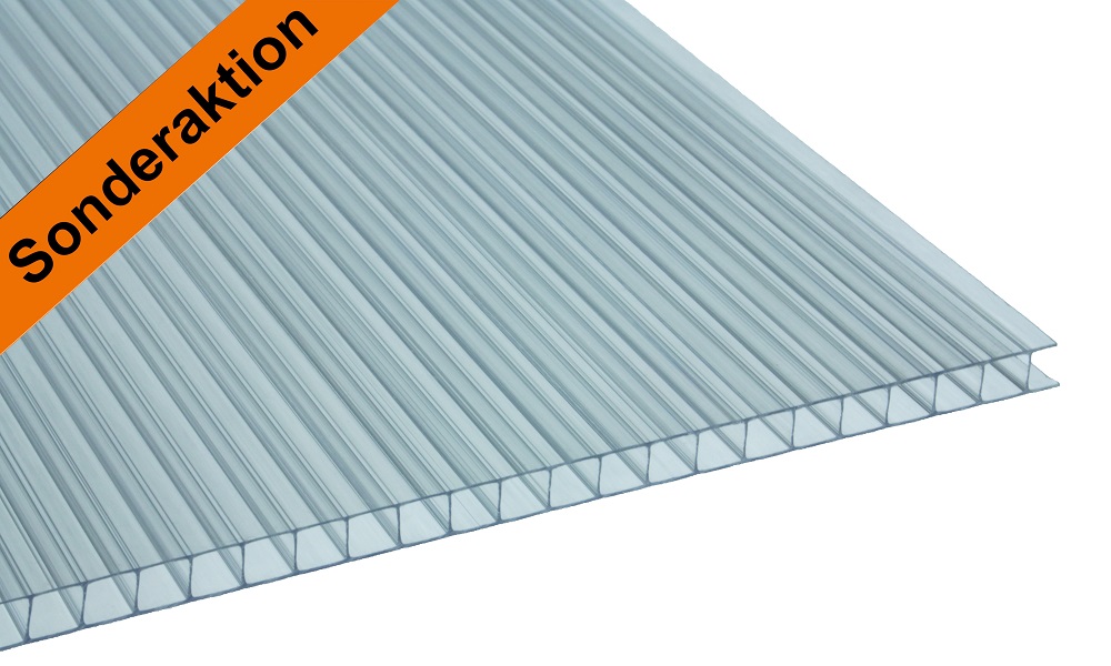 6 mm Stegplatte aus Polycarbonat, Glasklar, Struktur 2-fach