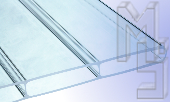 16 mm R.GLAS® Acrylglas-Stegplatte, 64 mm Stegabst., Glasklar, Struktur 2-fach