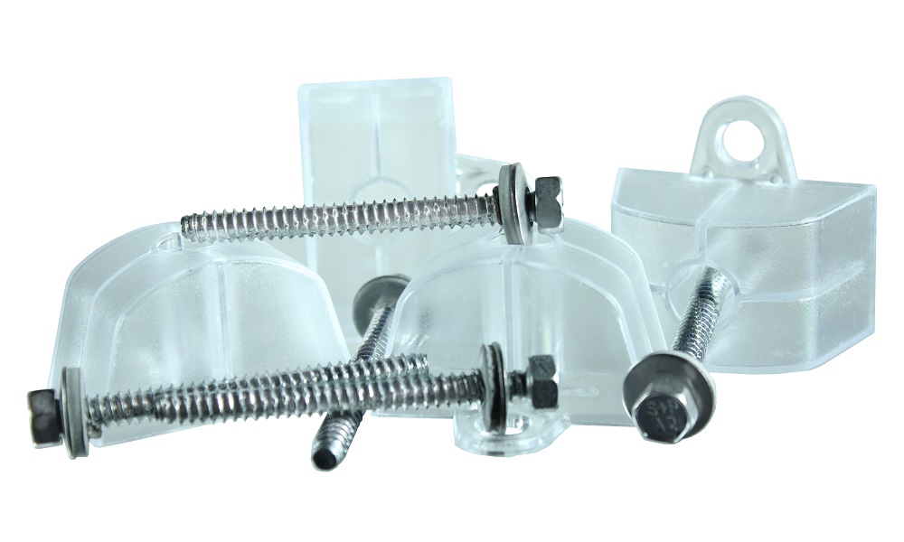 50 Stück Edelstahlschrauben 6,3 x 64 für Metall-UK plus Abstandhalter Kunststoff Sinus 130/30