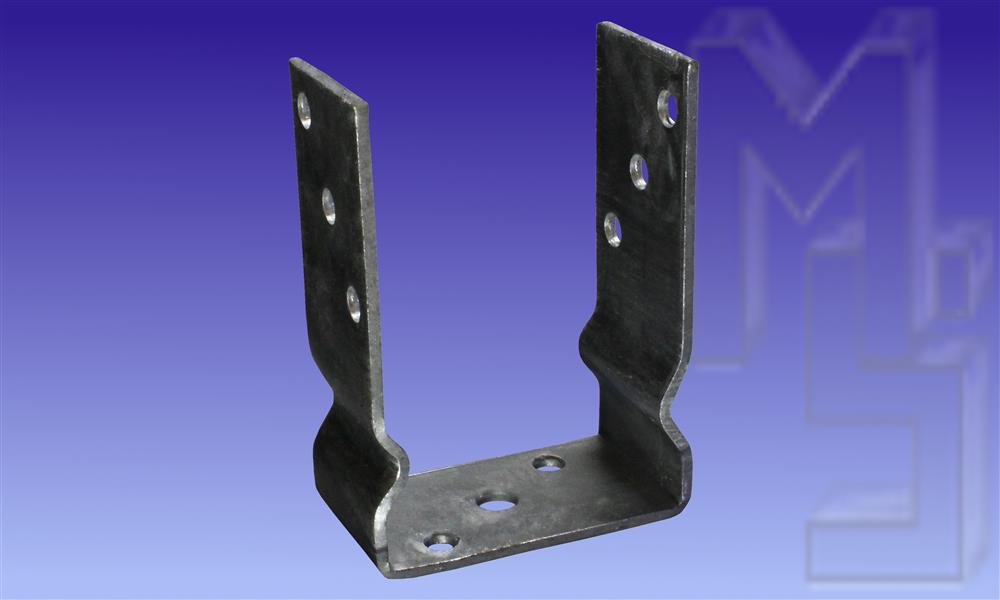 Pfosten-U-Träger mit Sicke, für 100 mm Pfosten, Feuerverzinkt, zum Aufdübeln