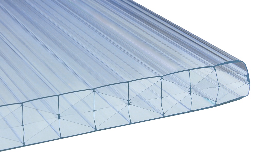 25 mm Stegplatte aus Polycarbonat, Glasklar, Struktur 3-fach + X