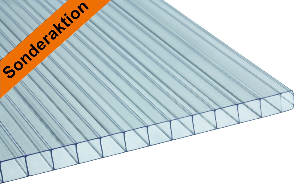 10 mm Stegplatte aus Polycarbonat, Glasklar, Struktur 2-fach