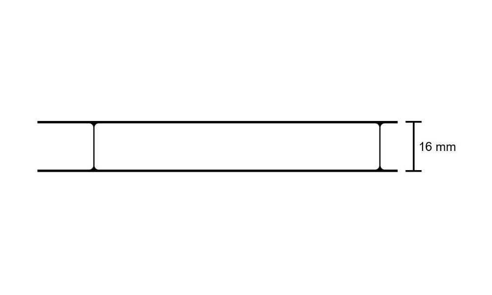 16 mm HIGHLUX® Acrylglas-Stegpl. 96 mm Stegabst., Glas-Klar, 2-fach, (Plexiglas-Rohm.)