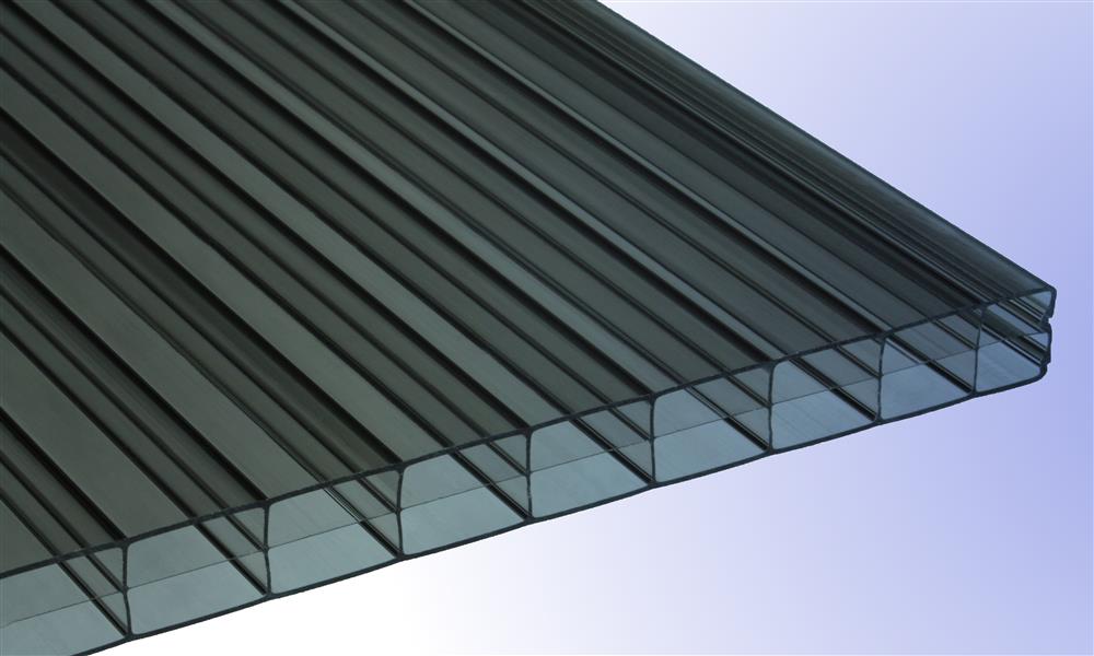 16 mm Stegplatte aus Polycarbonat, Braun-Bronze, Struktur 3-fach