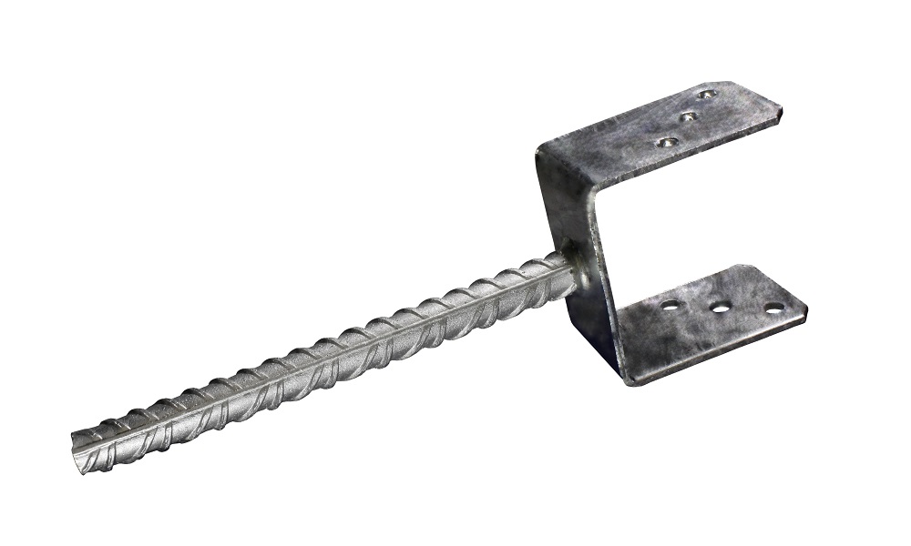 Pfosten-U-Träger mit Steindolle, für 100 mm Pfosten, Feuerverzinkt, zum Einbetonieren