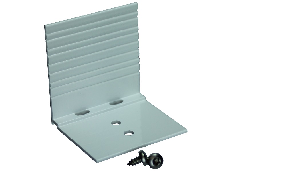 Haltewinkel Weiß mit Sollbruchstelle, Alu, Hö. 66 x Br. 64 x Ti. 55 x St. 2 mm inkl 2 VA-Schrauben