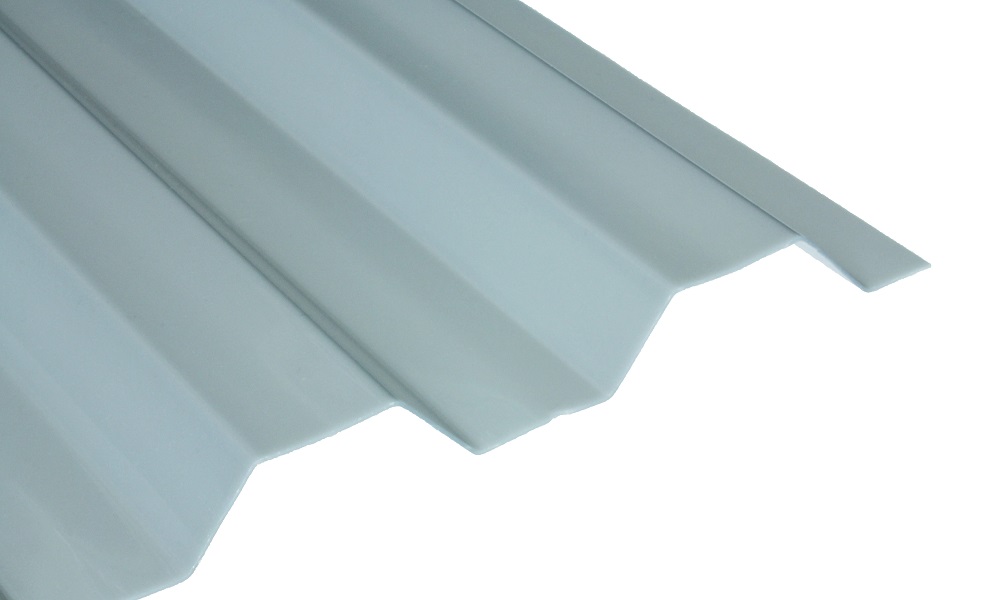 Polycarbonat Wellplatte, Thermik-Grau Glatt 0,8 mm, 76/18 Trapez
