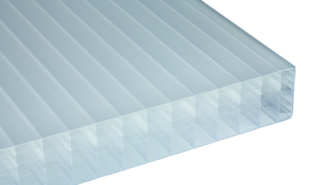 32 mm Exolon® IQ Relax Stegplatte, Opal-Weiß, Struktur 7-fach + XX (aus Makrolon®-Rohmasse)